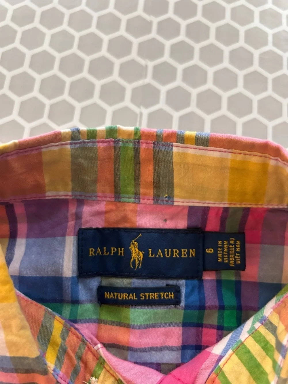 Ralph Lauren  Vibrant Multi-Color Plaid Long-Sleeve Button-Down Shirt Size 6